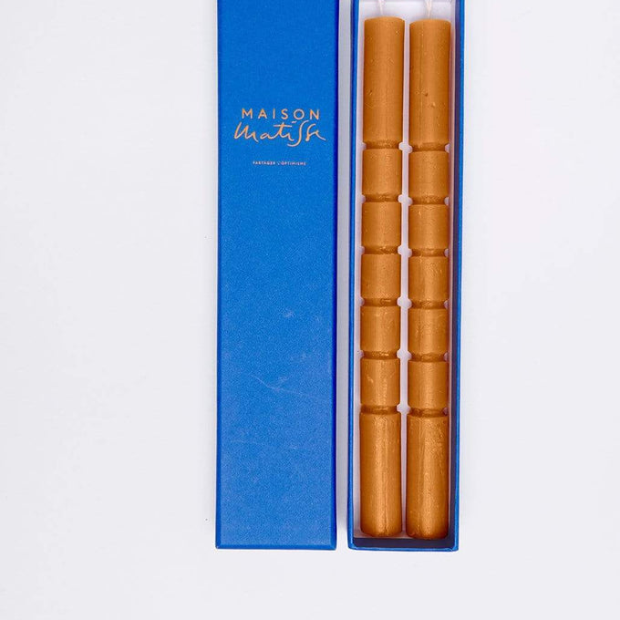 Lot de deux chandelles Carré parfum de fleur d'oranger, ocre