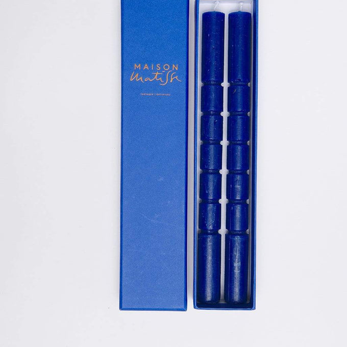 Lot de deux chandelles Carré parfum tubéreuse, bleu