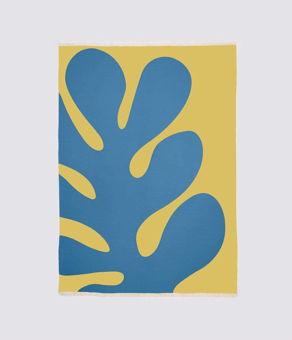 Plaid design Variation bleu et ocre - Maison Matisse